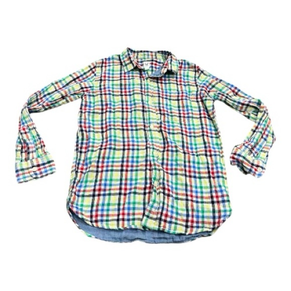 Gap Boys Collared Button Down Shirt, Size XL, Multicolored Check Plaid